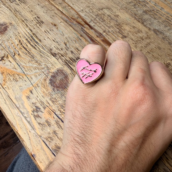 Pink Heart Ring with Gold Accents - Picture 3 of 6